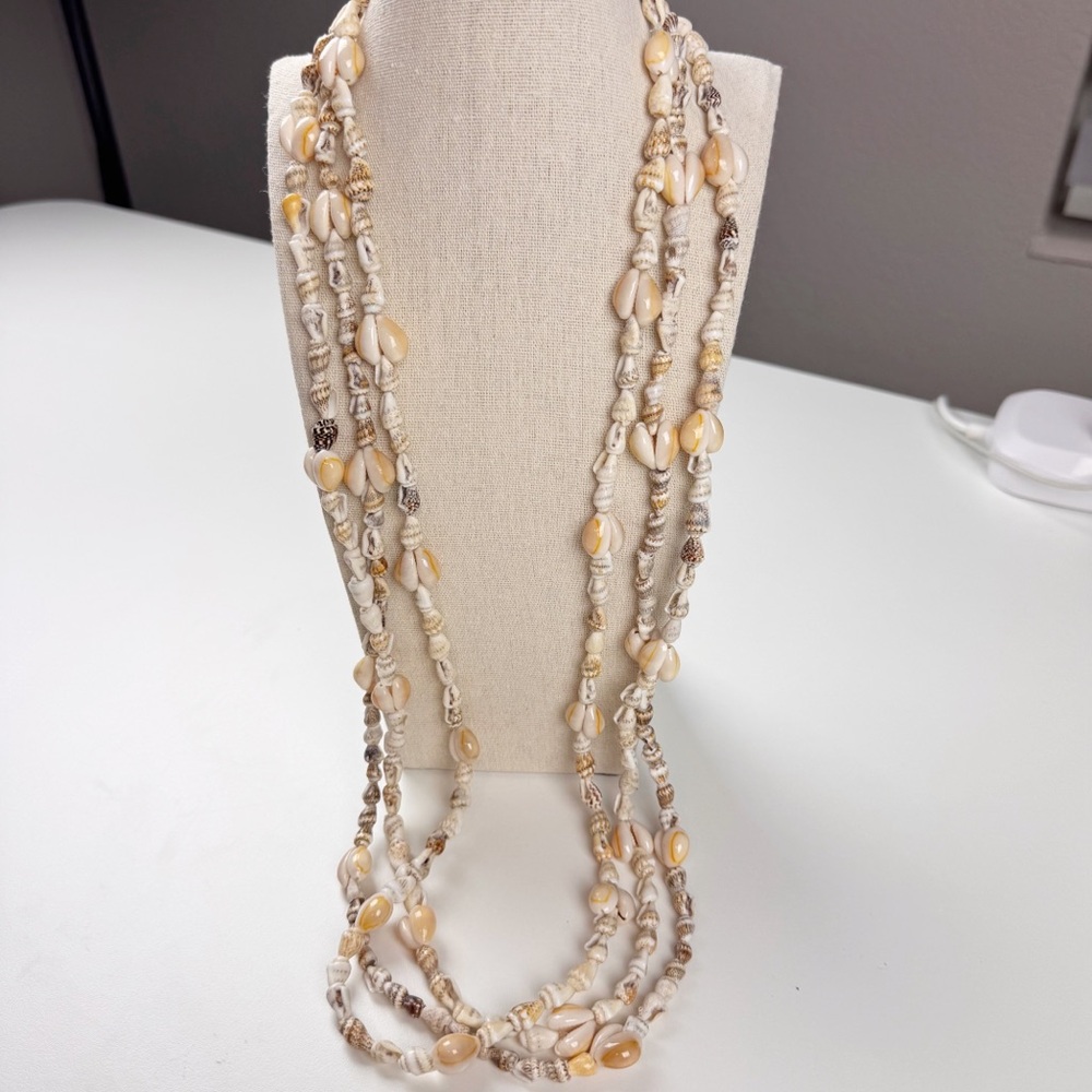 3 Separate Natural Shell Necklace Beige Cream & Tan Tones Boho Beach Jewelry